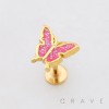 SPARKLING BUTTERFLY GLITTER CHARM THREADLESS LABRET SET 316L SURGICAL STEEL